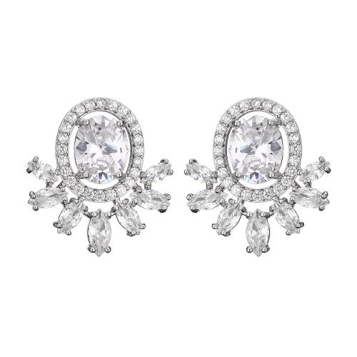 Cubic Zirconia Micro Pave Brass Earring micro pave cubic zirconia & for woman Sold By Pair