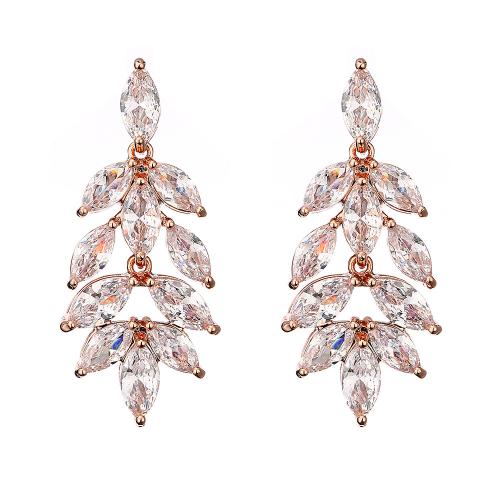 Cubic Zirconia Micro Pave Brass Earring micro pave cubic zirconia & for woman Sold By Pair