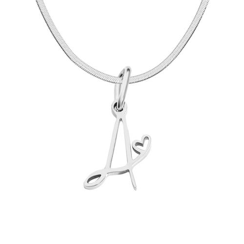 Stainless Steel Jewelry Necklace 304 Stainless Steel plated fashion jewelry & letters are from A to Z & for woman Sold By PC