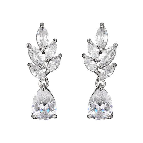 Cubic Zirconia Micro Pave Brass Earring micro pave cubic zirconia & for woman Sold By Pair