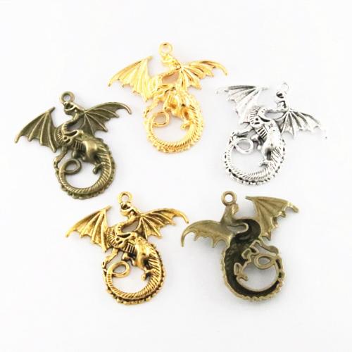 Sinc Alloy Pendants, Dragon, plátáilte, DIY, dathanna níos mó le haghaidh rogha, 43x45mm, 20ríomhairí pearsanta/Mála, Díolta De réir Mála