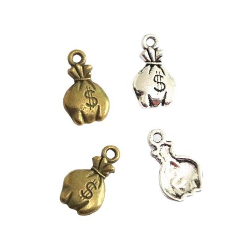 Zinc Alloy Pendants Money Bag plated DIY Sold By Bag