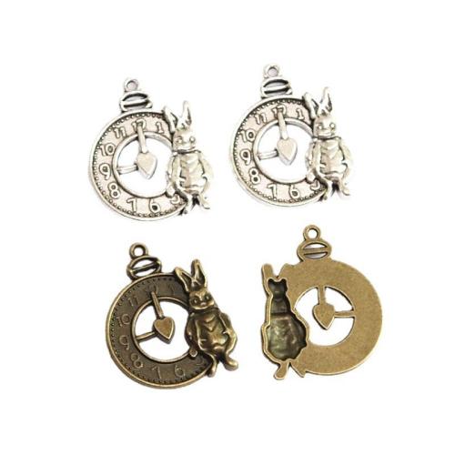 Zinc Alloy Pendants Clock plated DIY Sold By Bag