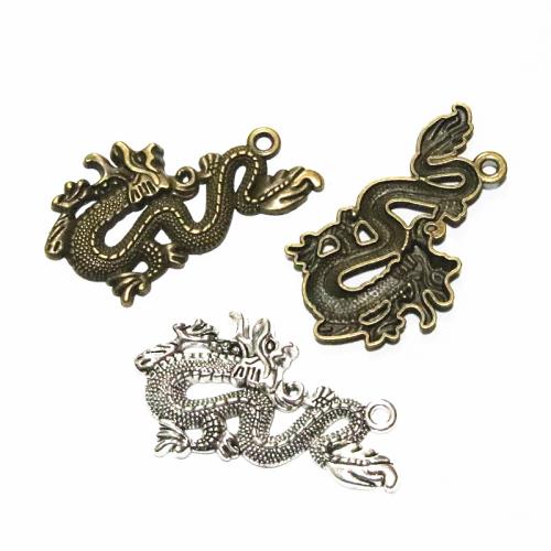 Pendentifs en alliage de zinc, dragon, Placage, DIY, plus de couleurs à choisir, 32.50x54.50mm, 20PC/sac, Vendu par sac