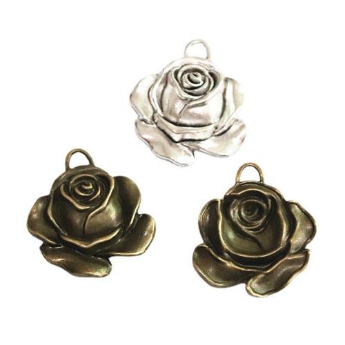 Zinc Alloy Flower Pendler, Rose, forgyldt, du kan DIY, flere farver til valg, 36x31mm, 40pc'er/Bag, Solgt af Bag