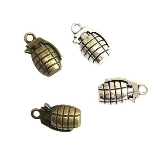 Sinc Alloy Pendants, grenade, plátáilte, DIY, dathanna níos mó le haghaidh rogha, 11x13x22mm, 30ríomhairí pearsanta/Mála, Díolta De réir Mála