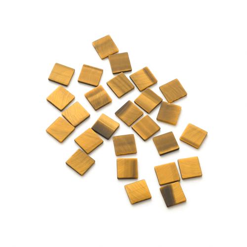 Gemstone Cabochons, Tiger Eye, Square, poleret, du kan DIY, 10.50x10x1.50mm, Solgt af PC