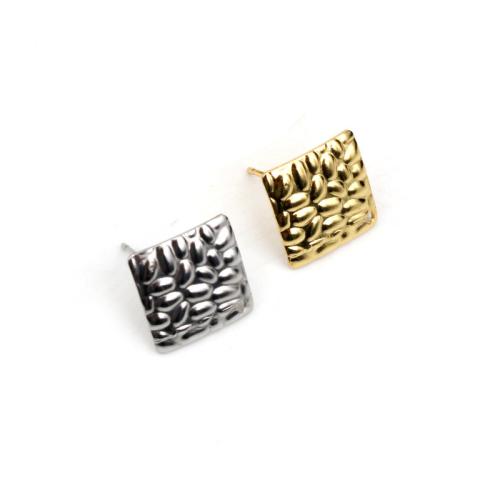 Stainless Steel Earring Stud Component 304 Stainless Steel Square DIY 14mm Sold By Bag