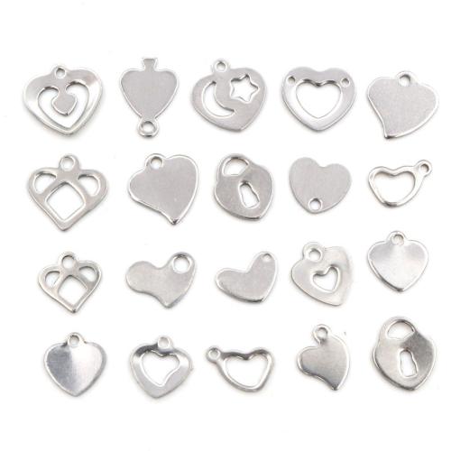 Stainless Steel Heart Pendants 304 Stainless Steel DIY original color Sold By Bag