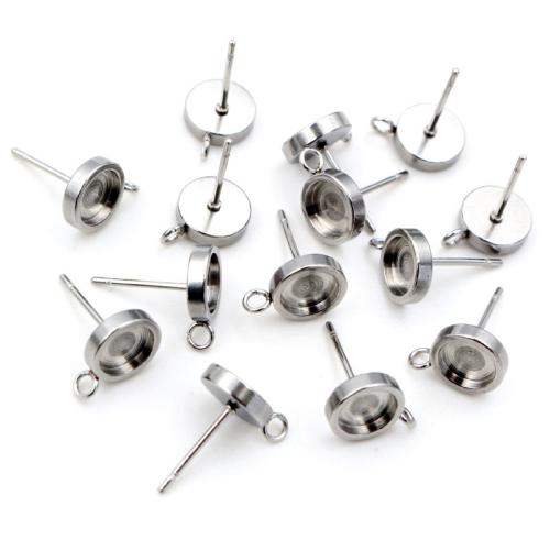 Stainless Steel Earring Stud Component 304 Stainless Steel DIY original color Sold By Bag