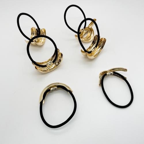 Ponytail Holder Zinc Alloy with Rubber Band 6 pieces & for woman golden Sold By Set