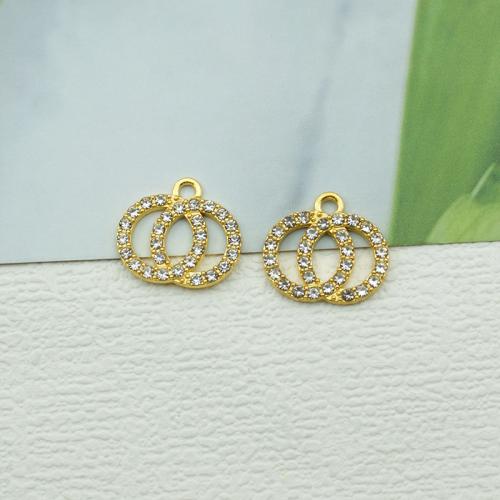 Zinc Alloy Rhinestone Pendants gold color plated DIY & with rhinestone nickel lead & cadmium free Sold By Bag