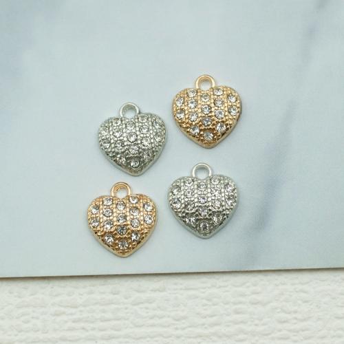 Zinc Alloy Rhinestone Pendants Heart plated DIY & with rhinestone nickel lead & cadmium free Sold By Bag