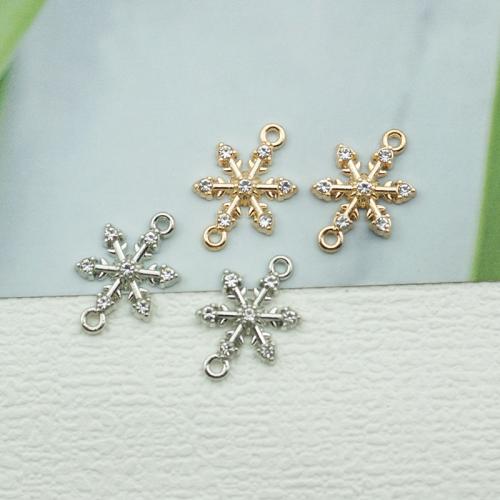 Zinc Alloy Connector Snowflake plated DIY & with rhinestone & 1/1 loop nickel lead & cadmium free Sold By Bag