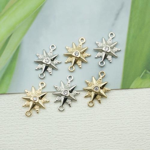 Zinc Alloy Connector Snowflake plated DIY & with rhinestone & 1/1 loop nickel lead & cadmium free Sold By Bag