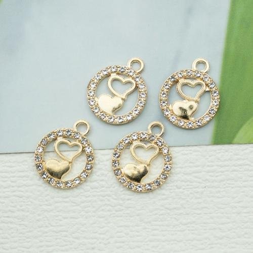 Zinc Alloy Rhinestone Pendants Round gold color plated DIY & with rhinestone nickel lead & cadmium free Sold By Bag