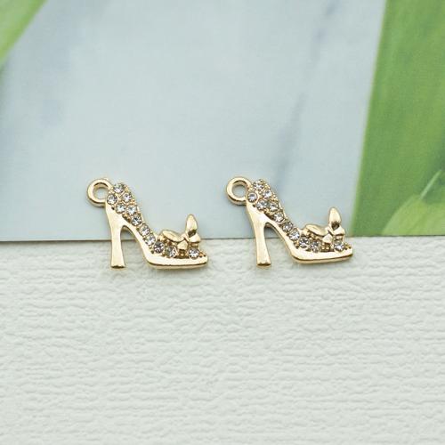 Zinc Alloy Rhinestone Pendants Shoes plated DIY & with rhinestone nickel lead & cadmium free Sold By Bag