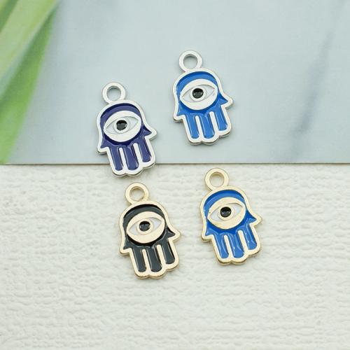 Evil Eye Hangers, Zinc Alloy, plated, DIY & boze oog patroon & glazuur, meer kleuren voor de keuze, nikkel, lood en cadmium vrij, 12x19mm, 100pC's/Bag, Verkocht door Bag