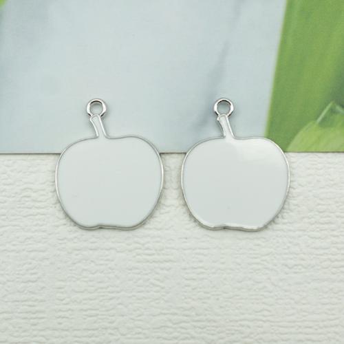 Zinc Alloy Enamel Pendants Apple plated DIY nickel lead & cadmium free Sold By Bag