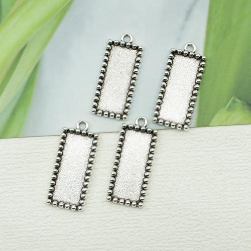 Zinc Alloy Pendant Cabochon Setting Rectangle silver color plated DIY nickel lead & cadmium free Sold By Bag