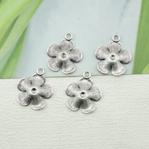 Zinc Alloy Flower Pendants silver color plated DIY nickel lead & cadmium free Sold By Bag