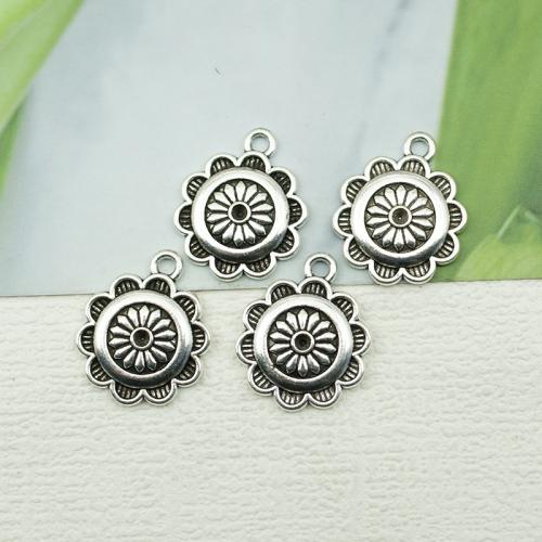 Zinc Alloy Flower Pendler, sølvfarvet forgyldt, du kan DIY, nikkel, bly & cadmium fri, 19x23mm, 100pc'er/Bag, Solgt af Bag