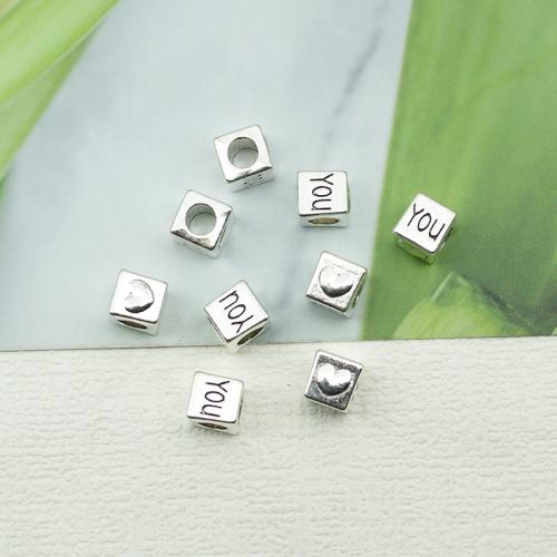 Zinc Alloy Jewelry Beads Square silver color plated DIY nickel lead & cadmium free Sold By Bag