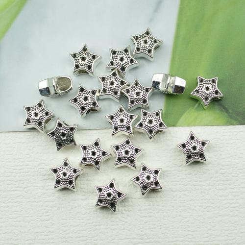 Abalorios de Aleación de Zinc , Estrella, chapado en color de plata, Bricolaje, libre de níquel, plomo & cadmio, 5x12mm, 100PCs/Bolsa, Vendido por Bolsa