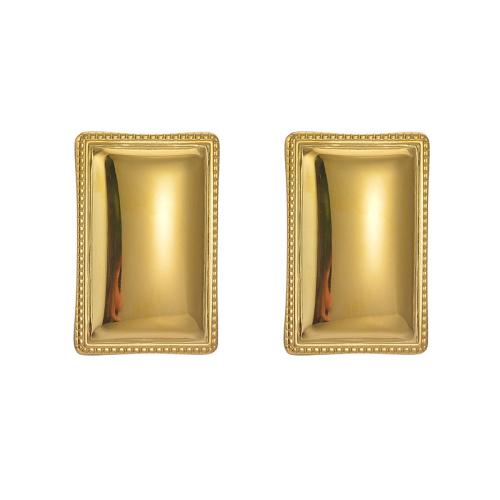 Stainless Steel Stud Earrings 304 Stainless Steel Square 18K gold plated fashion jewelry & for woman Sold By Pair