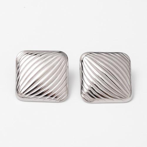 Stainless Steel Stud Earrings 304 Stainless Steel Square Vacuum Ion Plating fashion jewelry & for woman Sold By Pair