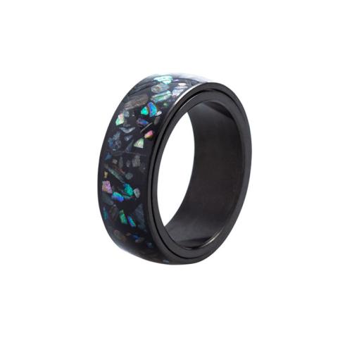 Enamel Stainless Steel Finger Ring 304 Stainless Steel plated & for man black Sold By PC