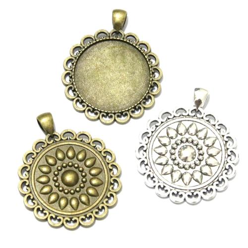 Zinc Alloy vedhæng Cabochon Setting, forgyldt, du kan DIY, flere farver til valg, 30mm, 20pc'er/Bag, Solgt af Bag