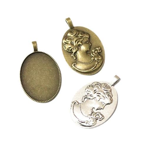 Zinc Alloy vedhæng Cabochon Setting, forgyldt, du kan DIY, flere farver til valg, 30x40mm, 20pc'er/Bag, Solgt af Bag