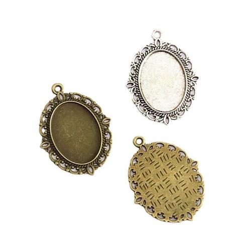 Zinc Alloy vedhæng Cabochon Setting, forgyldt, du kan DIY, flere farver til valg, 25x18mm, 60pc'er/Bag, Solgt af Bag