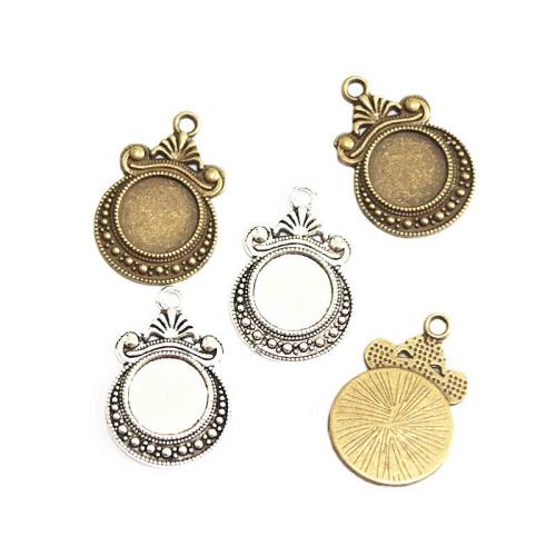 Zinc Alloy vedhæng Cabochon Setting, forgyldt, du kan DIY, flere farver til valg, 12mm, 50pc'er/Bag, Solgt af Bag