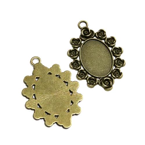 Zinc Alloy vedhæng Cabochon Setting, antik bronze farve forgyldt, du kan DIY, 18x25mm, 20pc'er/Bag, Solgt af Bag