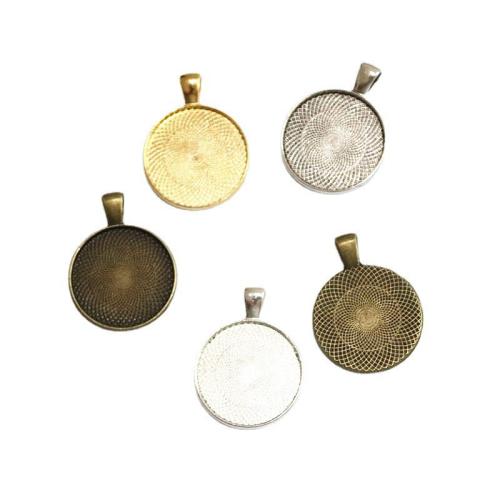 Zinc Alloy Pendant Cabochon Setting Round plated DIY 25mm Sold By Bag