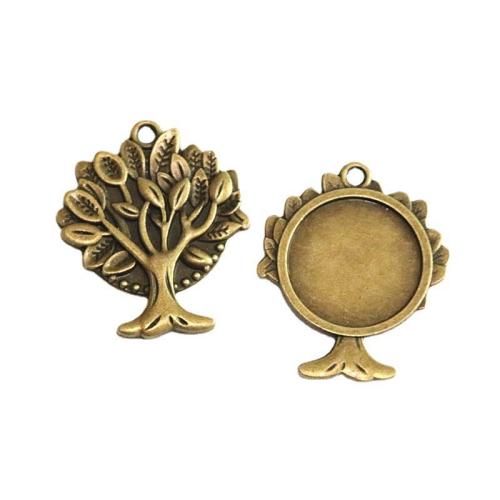 Pendentif en alliage de zinc Cabochon Cadre, arbre, Plaqué de couleur de bronze antique, DIY, 20mm, 40PC/sac, Vendu par sac