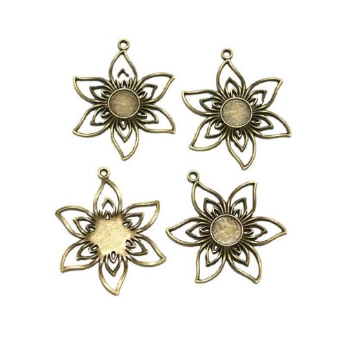 Zinc Alloy Pendant Cabochon Setting Flower antique bronze color plated DIY 10mm Sold By Bag