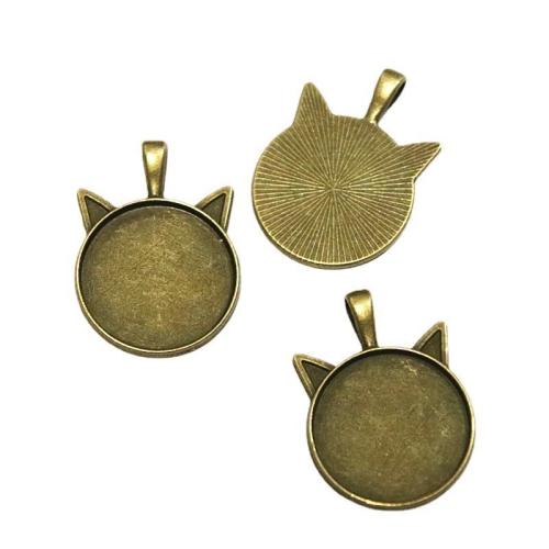 Zinc Alloy vedhæng Cabochon Setting, antik bronze farve forgyldt, du kan DIY, 25mm, 30pc'er/Bag, Solgt af Bag