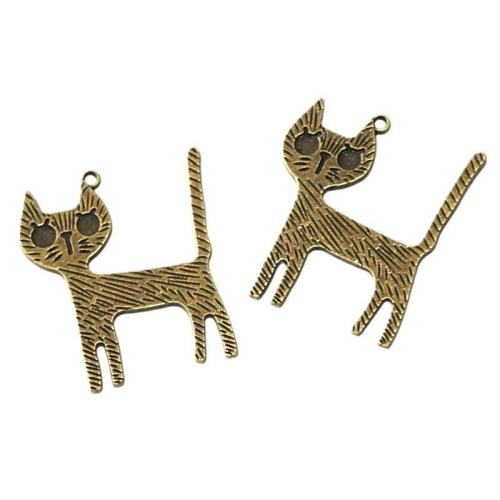 Zinc Alloy Animal Pendler, Cat, antik bronze farve forgyldt, du kan DIY, 44x40mm, 30pc'er/Bag, Solgt af Bag