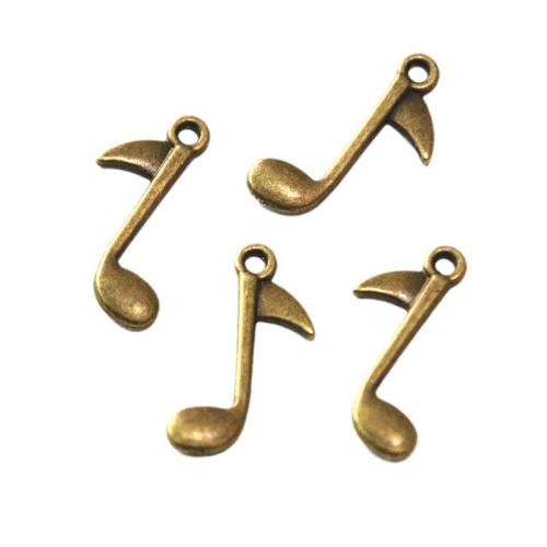 Cink ötvözet Medálok, Music Note, antik bronz színű bevonattal, DIY, 23.20x14mm, 100PC-k/Bag, Által értékesített Bag