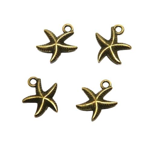 Zinc Alloy Animal Pendants Starfish antique bronze color plated DIY Sold By Bag