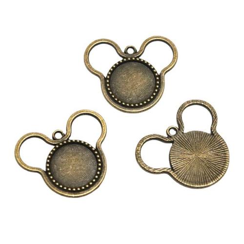 Liga de zinco Pendant Cabochon Ambiente, banho de cor bronze antigo, DIY, 18mm, 40PCs/Bag, vendido por Bag