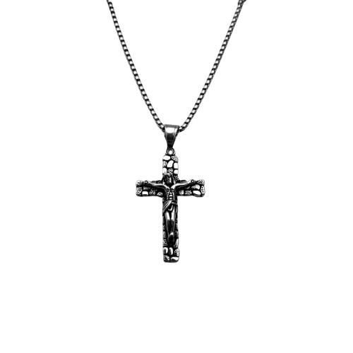 Jewelry Cruach dhosmálta muince, 304 Cruach dhosmálta, Cross, jewelry faisin & unisex, dath bunaidh, Fad 60 cm, Díolta De réir PC