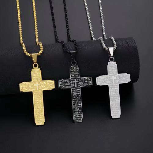 Stainless Steel smycken halsband, 304 rostfritt stål, Cross, mode smycken & Unisex, fler färger för val, Längd 60 cm, Säljs av PC