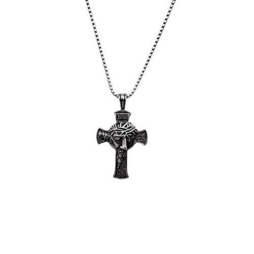 Jewelry Cruach dhosmálta muince, 304 Cruach dhosmálta, Cross, jewelry faisin & unisex, dath bunaidh, Fad 60 cm, Díolta De réir PC