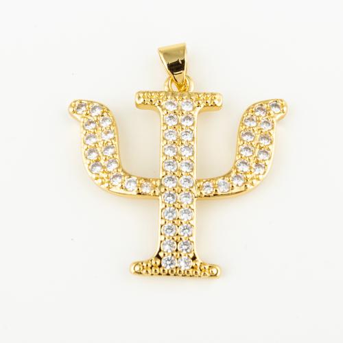 Cubic Zirconia Micro Pave Brass Pendant fashion jewelry & Unisex & micro pave cubic zirconia golden Approx 3mm Sold By PC