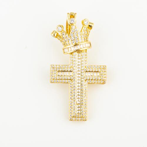 Cubic Zirconia Micro Pave Brass Pendant fashion jewelry & Unisex & micro pave cubic zirconia golden Approx 5mm Sold By PC