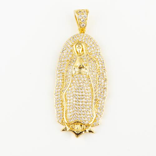 Cubic Zirconia Micro Pave Brass Pendant fashion jewelry & Unisex & micro pave cubic zirconia golden Approx 3mm Sold By PC